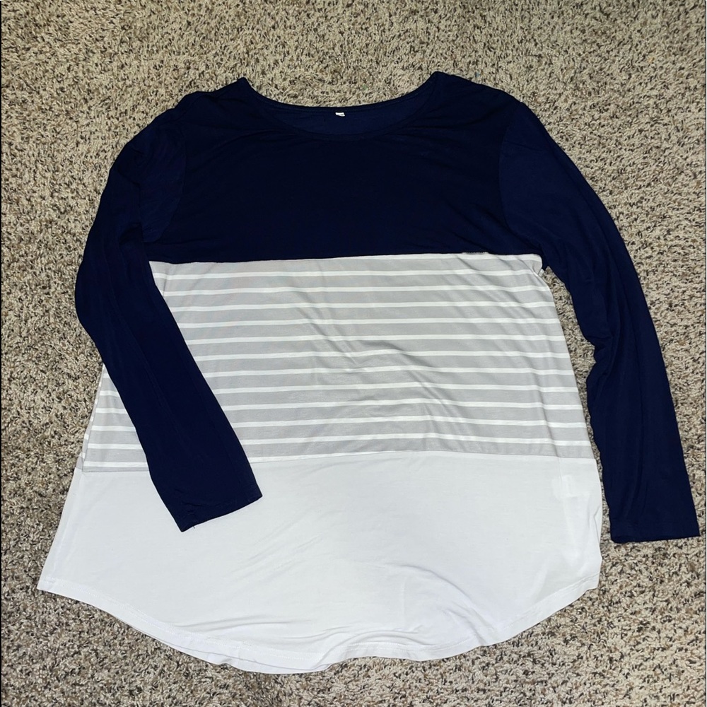 Amazon navy, white, and grey too. Size 16W.